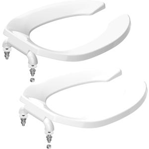 Commercial Toilet Seat Front Open, Toilet Seat Public 18.5 Inch Elongated Toilet Seat for Church, School, Hospital, Office,Heavy Duty Toilet Lid Common(White, Pack of 2)