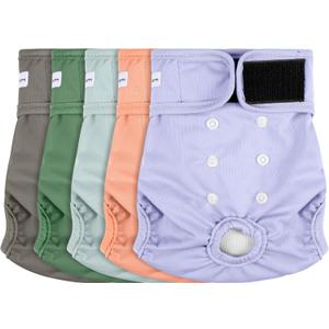 5 Pack Reusable Diapers for Doggie, Highly Absorbent Dog Diapers Female for Pet with Incontinence or Frequent Urination, X-Large Dog Diapers Female, Pink & Purple