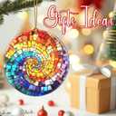 Christmas Ornaments, 2.8 Inch Ceramic Hanging Ornament, Christmas Tree Decorations, Holiday Decorations, Holiday Ornaments, Holiday Party Gifts, and Xmas Gift Ideas - Rainbow Spiral