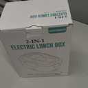 Electric Heated Lunch Boxes Adults: 80W Electric Lunch Box Food Heated 12/24/110V 1.5L Heatable Lunch Box for Car/Truck/Office Leak-Proof Stainless Steel Container, Fork & Spoon, Bag (Grey+Green)