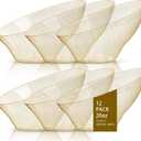 bUCLA 12 Pack Gold Glitter Plastic Serving Bowls - 20 OZ Disposable Snack, Fruit, Chip, Candy Angled Serving Bowls for Party & Thanksgiving