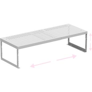 Stackable Expandable Metal Shelf Organizer - Adjustable Wire Storage Rack with Holes for Kitchen, Bathroom, Cabinet, Office - Space Saving, Durable & Sturdy Design1PACK/Large/White