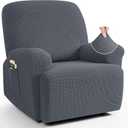 TAOCOCO Oversized Recliner Chair Covers, 1 Seater Streach Recliner Covers Soft Couch Protector Furniture Protector Covers with Elastic Chair Cover Jacquard Pattern (Grey)