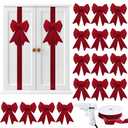 Daifunli 16 Pcs Christmas Cabinet Bows DIY Kitchen Velvet Cabinet Ribbons Bows for Kitchen Dining Door Home Holidays Decoration(Burgundy,Velvet)