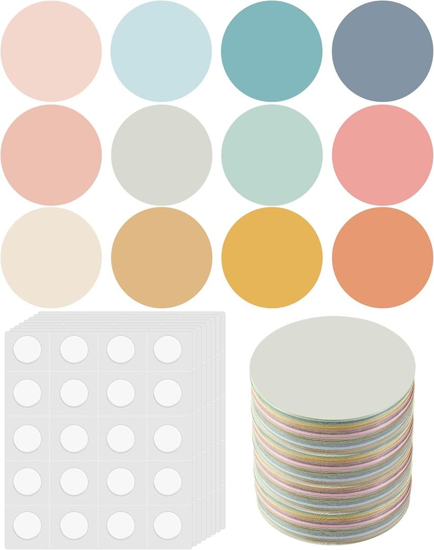 600 Pcs Round Cutouts 2 Inch Assorted Color Paper Bulletin Board Cutouts Round Die Cuts for DIY Home Bulletin Board Decor Theme Party Supplies, Hippie Color