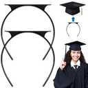 4 x 2 Pack Black Graduation Cap Headband, Pro-Grip Stabilizer Unisex Upgrade Grad Cap Headband Insert for Suitable