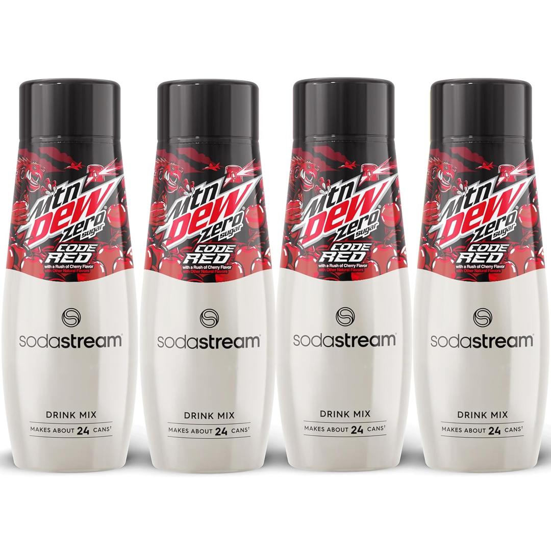 SodaStream MTN Dew Code Red Zero Sugar Drink Mix (440ml, Pack of 4) (288 Fl Oz (Pack of 4))