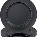 MAONAME Black Charger Plates, 13" Plastic Round Charger for Dinner Plates, Plate Chargers Set of 6, Beaded Table Chargers for Wedding, Table Setting