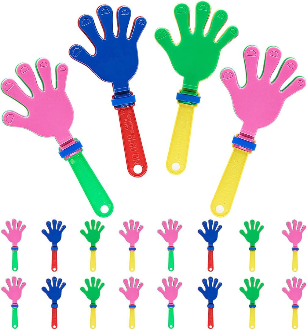 20 Packs Hand Clappers, Noise Makers Party Favors Plastic Clapper, Cheer Clappers for Holiday Events, Sporting Events, Mixed Colors