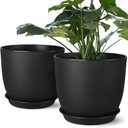 Ferlypote Plant Pots 8 Inch Set of 2, Flower Pots with Multi Mesh Drainage Holes, Planters for Indoor Outdoor Garden Plants and Flowers (Black)