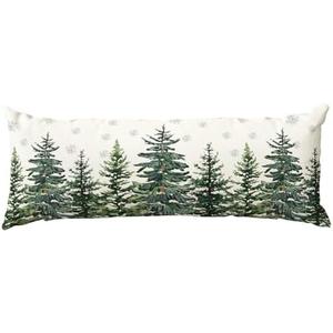 AVOIN colorlife Christmas Trees Snowflake Extra Long Lumbar Pillow Cover 14 x 36 Inch, Winter Holiday Long Body Pillow Case for Bed Sofa Bench
