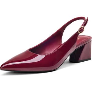 GENSHUO Women's Slingback Closed Toe Block Chunky Low Heel Pumps - 2.36 Inches Office Wedding Party Dress Shoes, 8.5