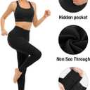 YEZII Fleece Lined Leggings with Pockets for Women,High Waisted Winter Yoga Pants (Black)