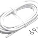 2 x White Curtain Wire Hanging Cord with Self-Adhesive Hook and Eyes for Net Curtain Rods (4 Meter)