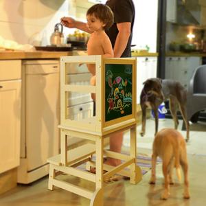 G TALECO GEAR Toddler Kitchen Stool Helper - Toddler Tower with Message Boards & Safty Rail, Kids Step Stool for Kitchen and Bathroom