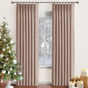 Velvet Pinch Pleated Blackout Curtains 84 Inch Length 2 Panels with Hooks, Luxury Curtains for Bedroom Living Room, Back Tab Soft Room Darkening Drapes, W40xL84, Blush Pink