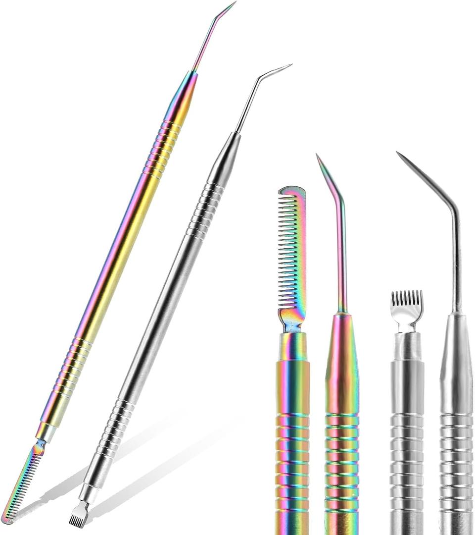 2 in 1 Lash Lift and Tint Kit, 2 Pcs Professional Lash Lift Rods Stainless Steel Lash Comb Metal Eyelash Comb Separator Lash Applicator Tool for Eyebrow Perming Tinting Curling Lash Extension Supplies