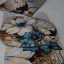 AZHM 4PCS White and Blue Artistic Painted Flowers Shower Curtain Set Floral and Butterfly Bathroom Sets with Rugs and Accessories