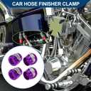 AN10 Hose Finisher Clamp/Rubber Hoses End Finisher for Oil Fuel Tube/Durable Aluminum Alloy/4 Pcs Purple