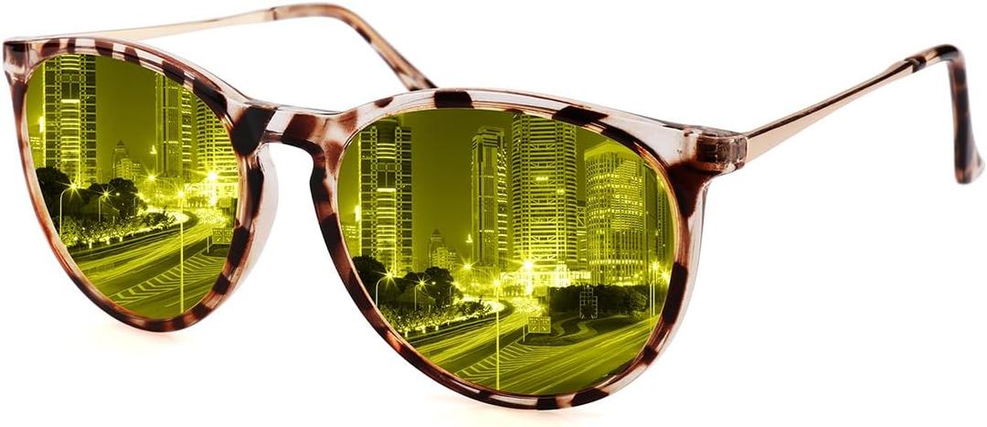2 x Night Vision Glasses for Women Men, Polarized Trendy Yellow Lens Glasses for Night Driving, UV400 Protection