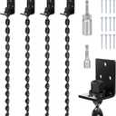 24" Heavy Duty Ground Anchors Screw in, Set of 4 Mobile Home Anchors, Multi-Purpose Earth Anchors with Brackets and Adapter for Drill, Ideal for Mobile Homes, Storage Sheds and Carports(Black)