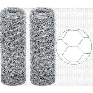 12 in X 200 ft Chicken Wire Fencing Metal Floral Chicken Wire Mesh for Crafts Poultry Garden,1 Inch Hexagonal Galvanized Hardware Cloth Netting for Chicken Coop Barrier Rabbit Cage (Silver)