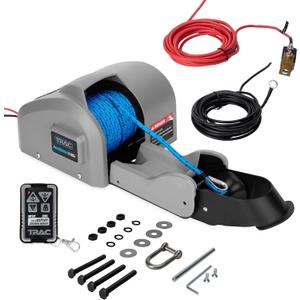 Trac Outdoors Deckboat 40 AutoDeploy-G3 Electric Anchor Winch - Anchors Up to 40 lb. - Includes 100-feet of Pre-Wound Anchor Rope with Use (69005), Gray