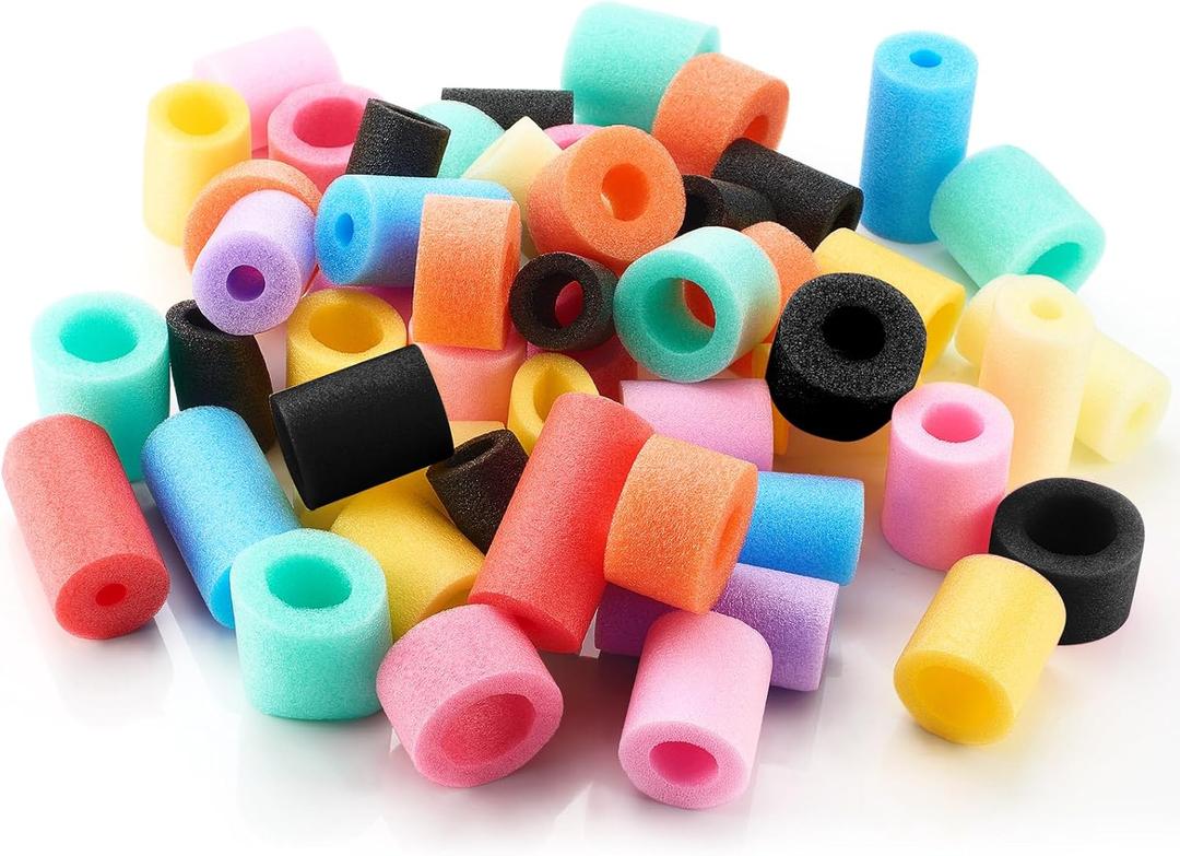 Frienda 100 Pcs Pool Noodles Bits Multicolor Craft Small Size Versatile Mixed Floating Pool Noodles Foam Rope Tube for Play or DIY Craft Multipurpose (Mixed Sizes,Regular Colors)