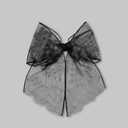 WRBAJIS Halloween Bow Hair Clips Black Hair Bows Hair Barrettes Soft Mesh Tulle Bats Hairpins Elegant Hair Accessories for Women Girls Halloween Party Favors Supplies, Set of 2