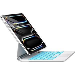 for iPad Pro 13 Inch Case with Keyboard (M5/M4, 2025/2024)Magic-Style Magnetic  7 Colors Backlight -Floating Cantilever Stand - Multi-Touch Trackpad Keyboard Case for iPad Pro 13 (White)