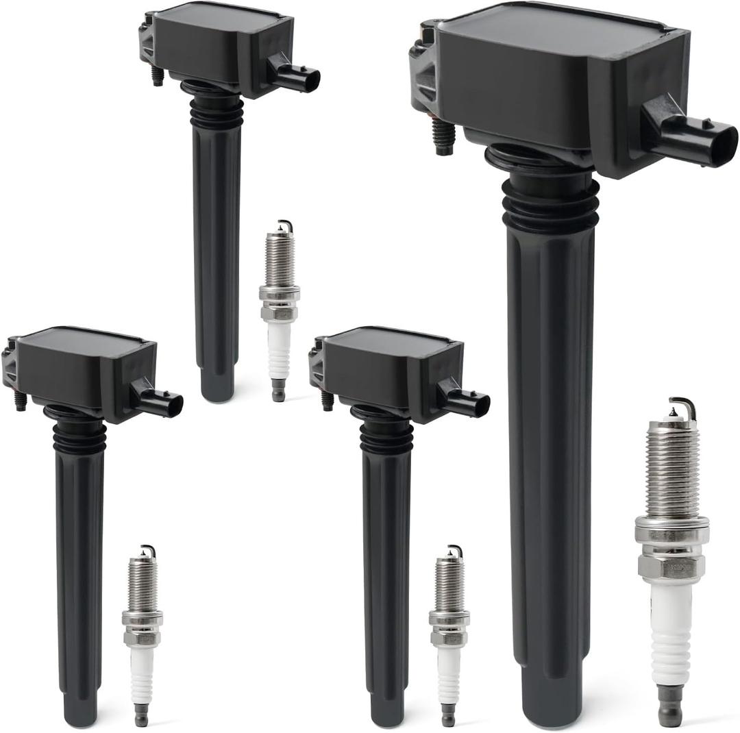 Set of 4 Ignition Coil Packs & Iridium Spark Plugs Compatible with 2.4L 2014-2020 Jeep Cherokee Compass Renegade, Ram ProMaster City, 15-17 Chrysler 200 13-16 Dodge Dart 16-18 Fiat 500X Replace UF751