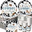 Pickmesh 250 Pcs Cowboy Baby Shower a Little Cowboy Is on the Way Party Decorations Wild Western Theme Disposable Plates Napkins Cups for Baby Shower Party Supplies Serve 50