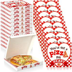 50 Pcs Valentines Heart Mini Pizza Box Square Cardboard Pizza Box Small Cookie Boxes for Valentine Celebrations Party Favors Birthdays Weddings,(6.3 x 6.3 x 0.9 Inches)