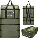 Expandable Extra Large Travel Oxford Duffel Bag with Wheels Waterproof Lightweight Traveling Foldable Suitcase (Green, L - 6 wheels)