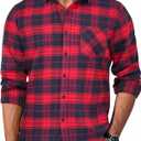 COOFANDY Mens Button Up Shirts Long Sleeve Blushed Cotton Flannel Shirt Lightweight Plaid Shirts Large