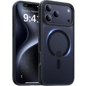 Magnetic for iPhone 17 Pro Max Case,[Anti-Slip][Compatible with MagSafe][Military Grade Drop Protection] Shockproof Protective Translucent Matte Phone Case for iPhone 17 Pro Max Case,Black