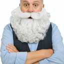 TWAYFEL Grey Fake Beard for Wizard Cosplay Realistic Gray Curly Mustache Halloween Costume Facial Hair Accessory 8 Inches (White)