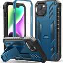FNTCASE for iPhone 14 Plus Case: Military Grade Drop Proof Rugged Protective Cell Phone Cover with Kickstand & Built-in Protection | Matte Textured Shockproof TPU Hybrid Bumper Cases