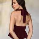 MakeMeChic Women's Halter Going Out Tops Y2k Punk Ruffle Hem Sleeveless Tank Party Clubwear (Red, XS)