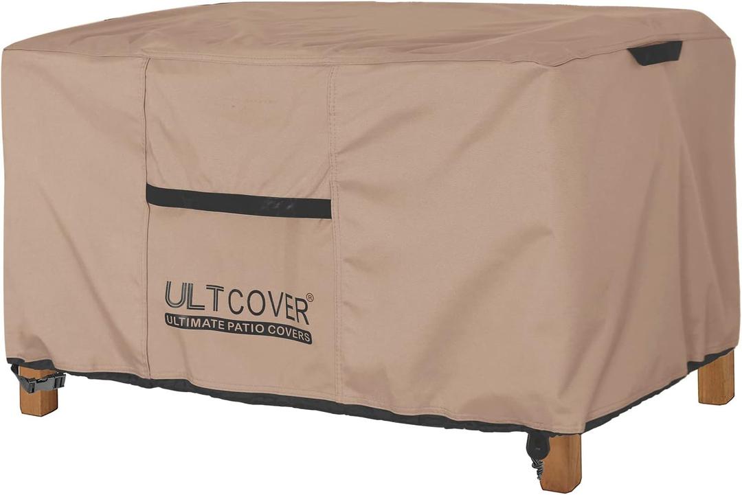 ULTCOVER Patio Coffee Table Cover, Waterproof Rectangular Outdoor Small Side Table Cover 48x26x18 inch (Brown)
