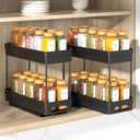 XIANKE Pull Out Spice Rack Organizer for Cabinet, 2-Tier Slide Out Spice Racks Organizer, Easy Installation Cabinet Organizer Seasoning Kitchen Organizer, 4.4''Wx10.5''Dx8.26''H, 2Pack