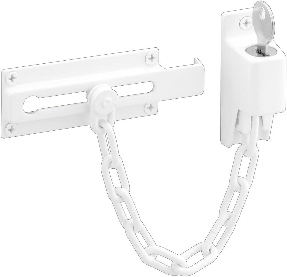 Prime-Line U 9872 Steel, White, Keyed Chain Door Guard (Single Pack)