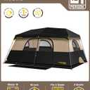 FanttikOutdoor Zeta C10 Pro Max Instant Cabin Tent 10 Person Camping Tent Setup in 60 Seconds with Rainfly & Windproof Portable with Carry Bag for Family Camping & Hiking, Upgraded Ventilation, Khaki