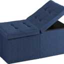 30-INCH Storage Ottoman Bench, Footrest with Storage, End of Bed Bench Coffee Table for Living Room, Bedroom, Entryway, Blue