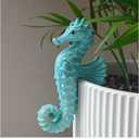 Cute Climbing Seahorse Flower Pot Huggers, Ocean Animal Figurines Plant Decorations for Pots, Resin Flower Pot Decorations, Fairy Garden Accessories, Fish Tank Planter Edge Craft Decor (Seahorse)