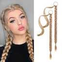 YOGFIT 2PCS DIY Braid Ponytail Extension, Long Straight Wrap Around Ponytail Hair Extensions Natural Soft Synthetic Hairpieces for Women Daily Wear (24 Inch, Golden Blonde Highlights)