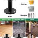 String Light Poles, 12.6 FT Light Poles for Outside Patio, Outdoor Deck Lighting Poles with Brackets for Fence and Base for Wood Concrete Mount, Heavy Duty Metal Stand Hanging Garden Party Decoration