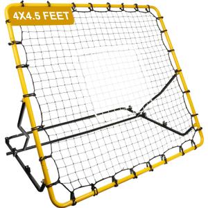 Baseball Rebounder Net, 4x4.5FT Bounce Back Net Fielding Trainer w/ 3 Adjustable Angles for Baseball and Softball Pitch Back Rebound Practice, UV & Weather Resistant Easy-Fold Design