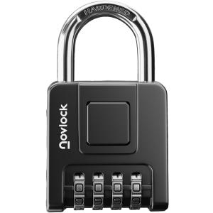 Combination Lock for Outdoor & Indoor | Heavy Duty, Weatherproof, 4-Digit Security | Padlock for Lockers, Gates, Fences, Sheds, Storage | 1-Pack, Black