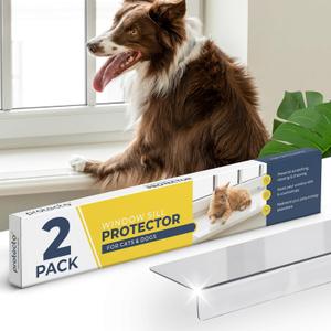 Protecto 2-Pack Window Sill Protector from Dogs 35.5 x 2.25 Clear Window Guards from Cats Scratching, Chewing & Clawing | Keep Your Sills Smooth & Paws Safe | Ultra Strong Window Sill Cover Protection (Clear 2-pack)
